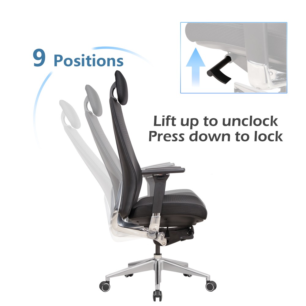 LANBO 26 in. Black High Back Adjustable Height Ergonomic Office