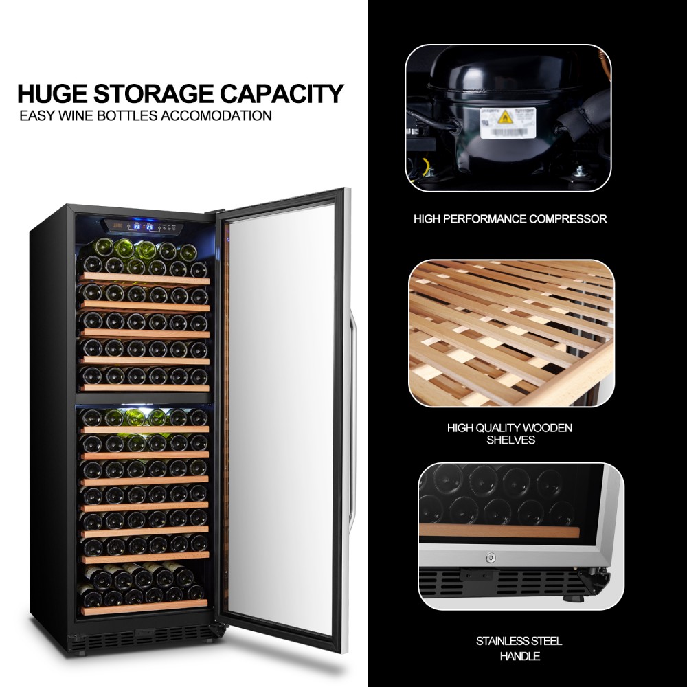 LANBO Wine Cooler Refrigerator, 138 Bottle Dual Zone Red Wine Cellar