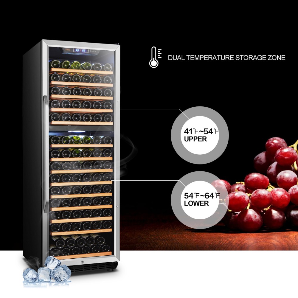 LANBO Wine Cellar Refrigerator, Dual Zone Compressor Red Wine Cooler