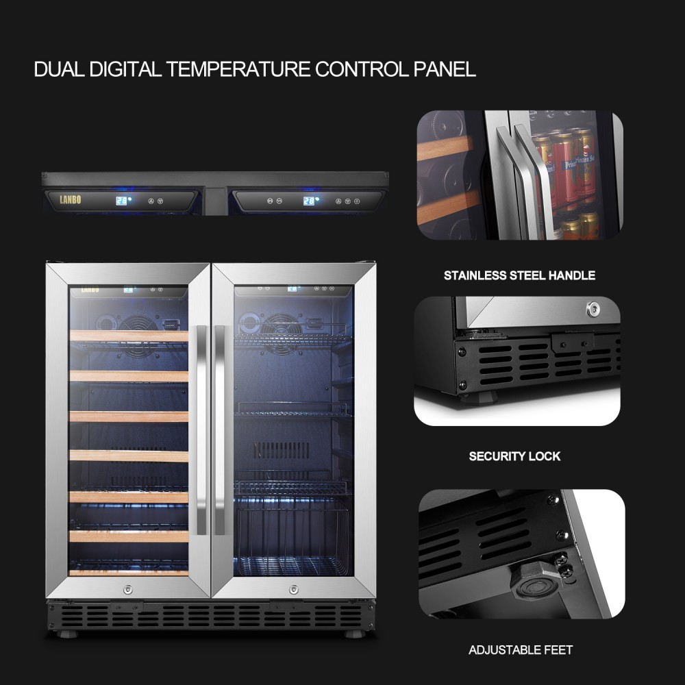 Lanbo 15Inch 33Bottle Wine Fridge Cooler With BuiltIn Compressor at