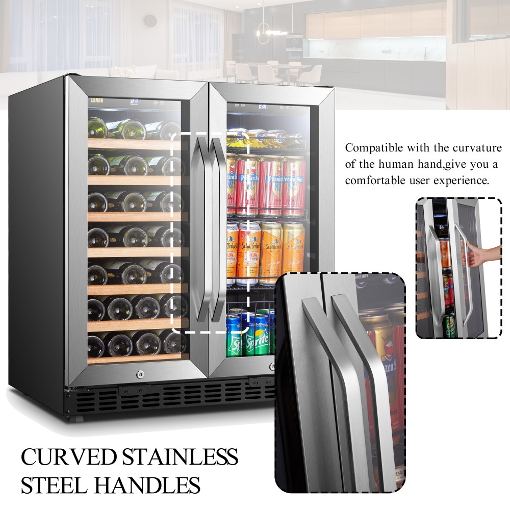 33 Bottle Compressor Wine Cooler 39.2°F~64.4°F for Red, White, Champagne or Sparkling Wine Stainless Steel