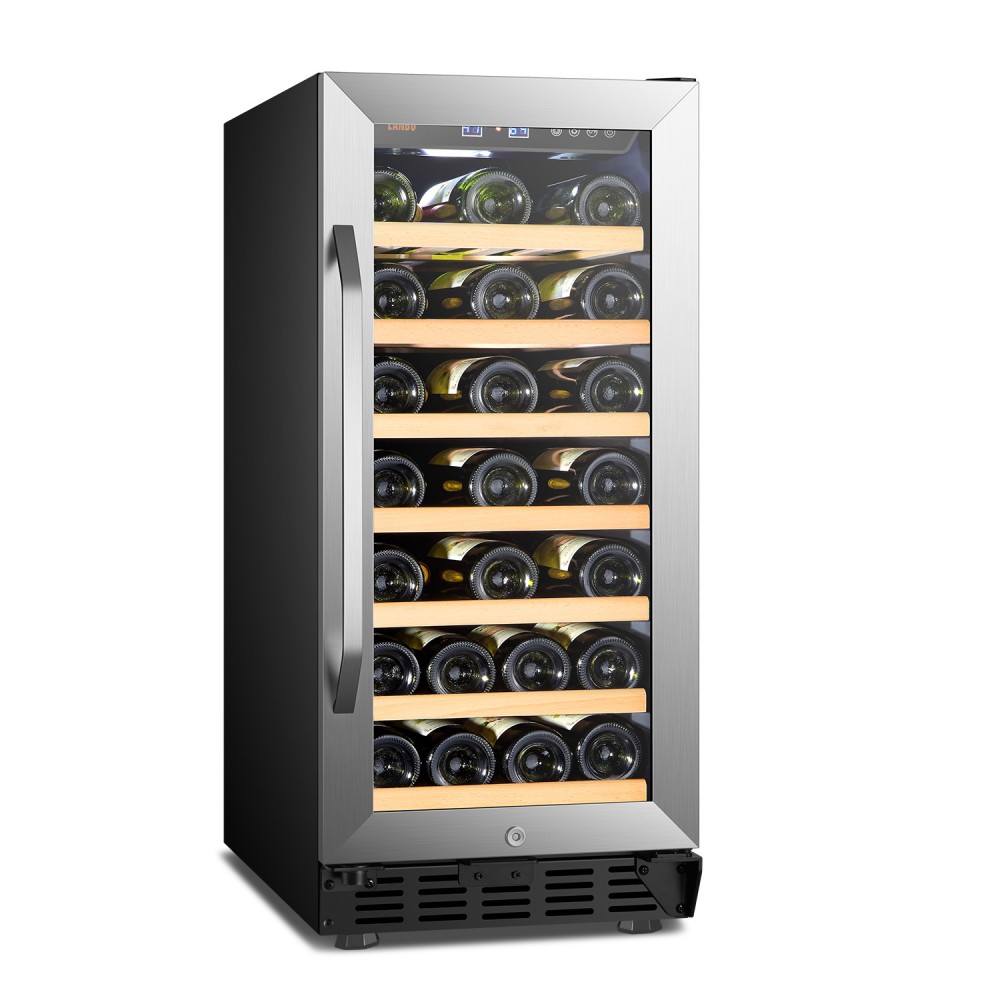 NewAir Wine Fridge | 46 Bottle Capacity Wine Cooler | 24 Black Stainless  Steel Fridge | Dual Zone, Built-in, Under Counter, Freestanding Mini Fridge