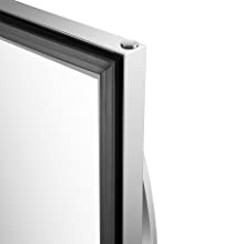 glass door of wine fridge