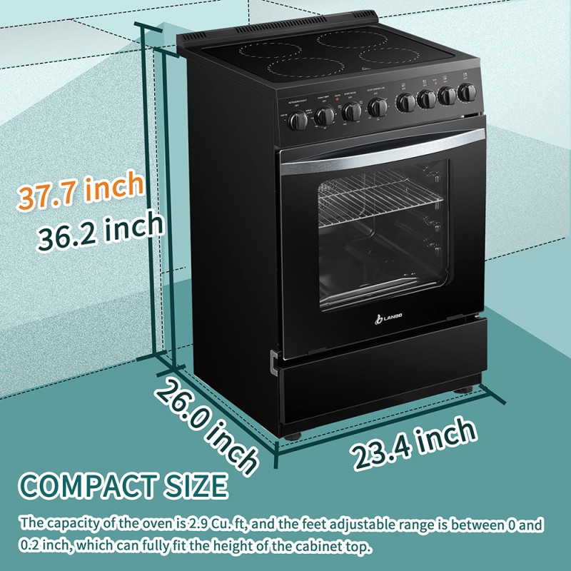 Lanbo 24 Inch Freestanding Electric Range - LB-ERK24RC-B