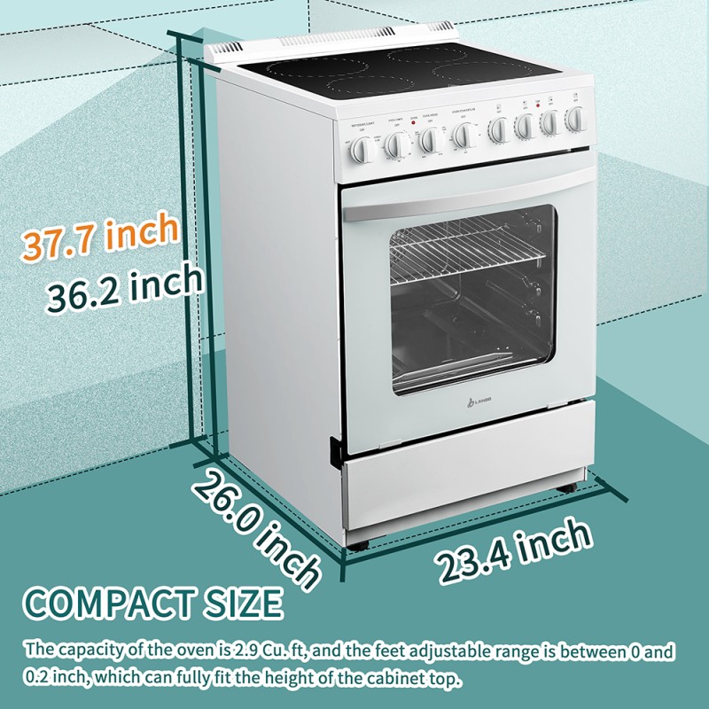 Lanbo 24 Inch Freestanding Electric Range - LB-ERK24RC-W
