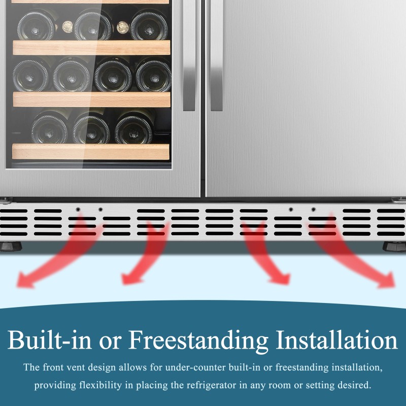 Lanbo 30 Inch 31 Bottle 76 Can Dual Zone Beverage and Wine Cooler - LB66BAA