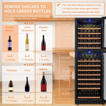 Lanbo 152 Bottle Dual Door Wine Cooler - LW162DD