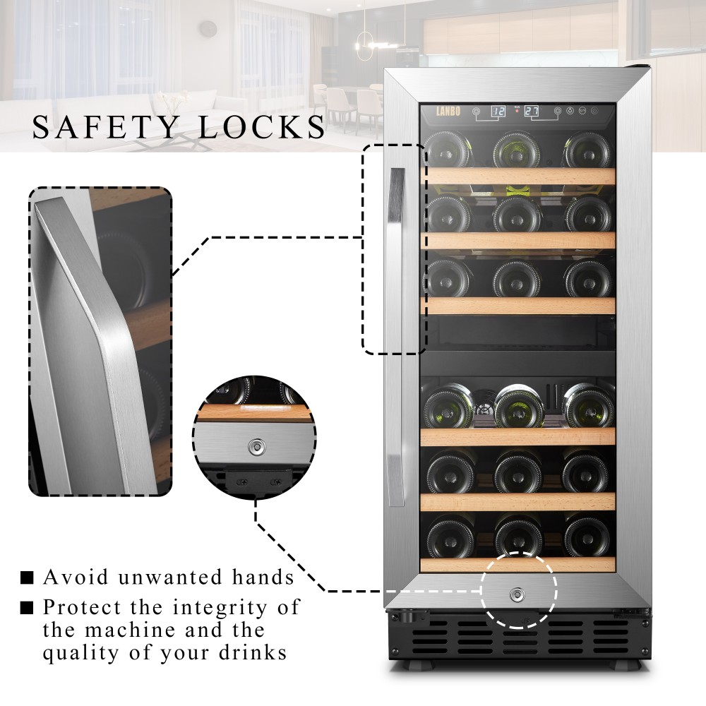 Details about   SMAD 28 Bottles Wine Fridge Wine Cooler Stainless Steel Touch Control Glass Door 
