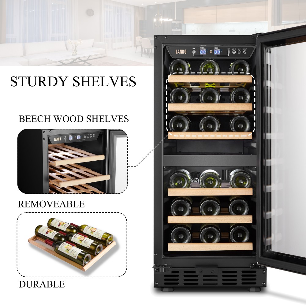 Smad 28 Bottle Single Zone Touchscreen Wine Refrigerator Under-Counter Cooler 